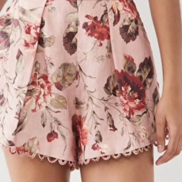 Zimmermann Pink Floral Scalloped Shorts - Picture 2 of 5